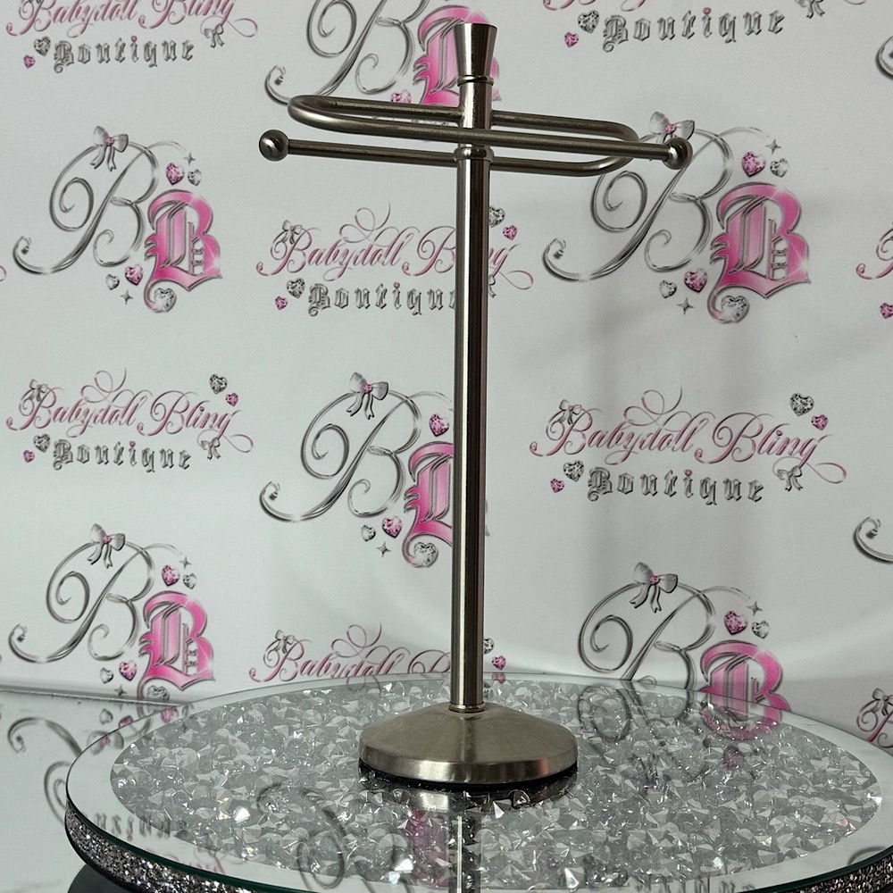 Towel stand hand towels or use as Jewelry Display Stand silver